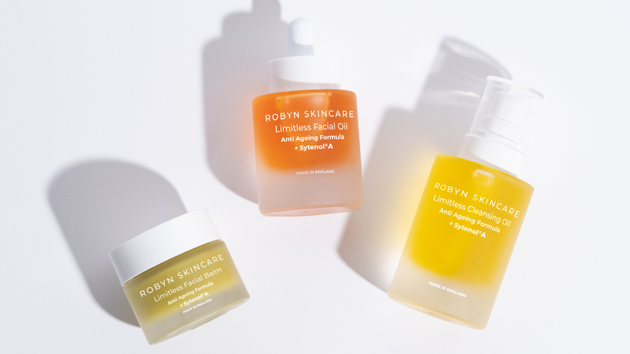 Robyn Skincare's anhydrous Limitless Skincare collection featuring the Advanced Antioxidant Facial Oil and other natural skincare products.